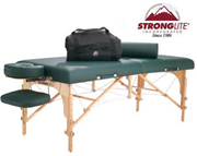 Stronglite's Premier Massage Package includes double-action plus face rest, standard carrying case, 6 inch bolster, arm support